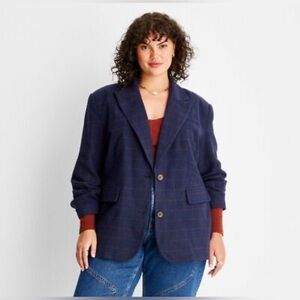 Future collective with Reese Women's Navy Plaid Blazer XXL new with tags